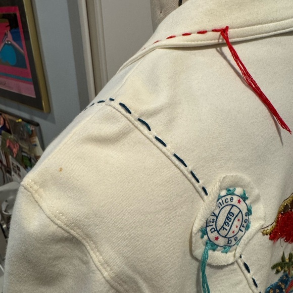 Double D Ranch White Embroidered Americana French Terry Bomber Jacket - Picture 9 of 12